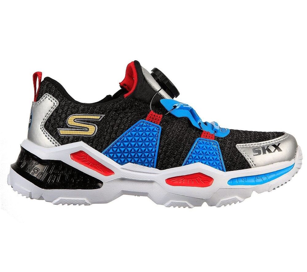 SKECHERS Boys Twist-Fit SKECH-BOTS SKYTREK Sneakers Red Blue Black Sz 11,5 New